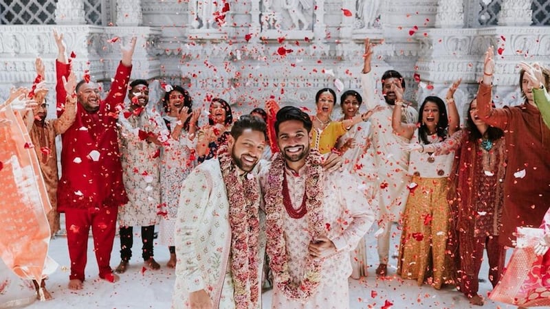 Amit Shah and Aditya Madiraju said it was important to them that they have a traditional Hindu wedding with their families.
