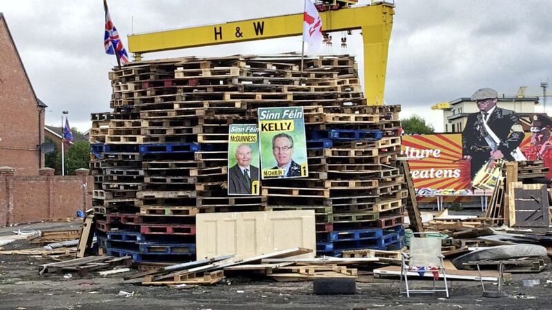 Is the placing of Martin McGuinness and Gerry Kelly posters on an Eleventh Night bonfire an example of sectarianism? 