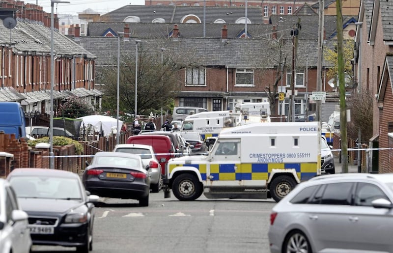 The scene in Etna Drive, Ardoyne where a man was shot a number of times and died Picture Mal McCann. 