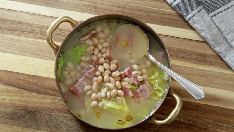 Cabbage and white bean soup would make for a hearty, warming lunch in a wet March Saturday 