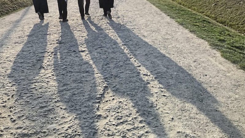 Visitors at the Auschwitz-Birkenau concentration camp in Poland last week 