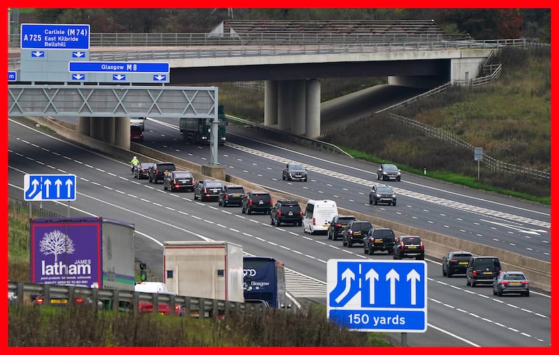 President Biden's motorcade heads along the M8 motorway towards the Cop26 summit in Glasgow