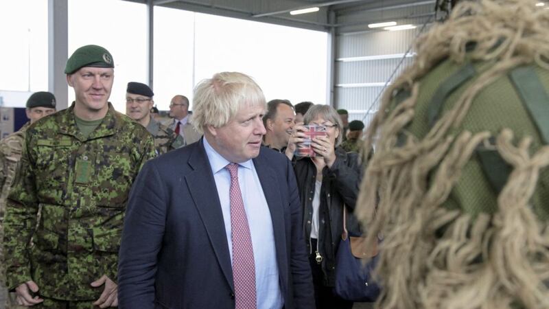 British Foreign Secretary Boris Johnson visiting a NATO military unit outside Tallinn, Estonia. Picture from Estonian Army via Associated Press 