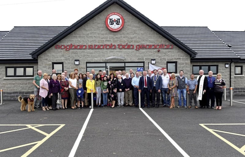Members and guests who attended the official opening of the new Eoghan Ruadh hurling clubrooms, Dungannon. Picture courtesy of Michael Cullen, Dungannon Herald 