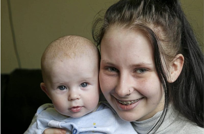 Ciara Magee (20) and her three-month-old son Jacob have been living at Cloverhill since August this year. Picture by Hugh Russell 