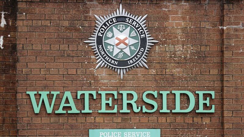 Waterside police station in Derry. where a car containing a suspect device was parked outside the gates