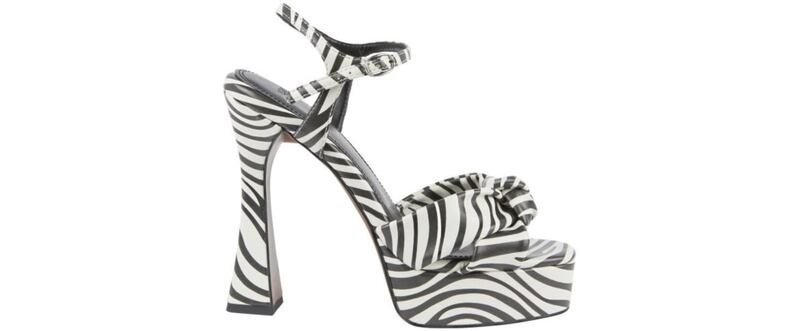 White Zebra Print Knot Detail Platform Heels, &pound;50, available from River Island