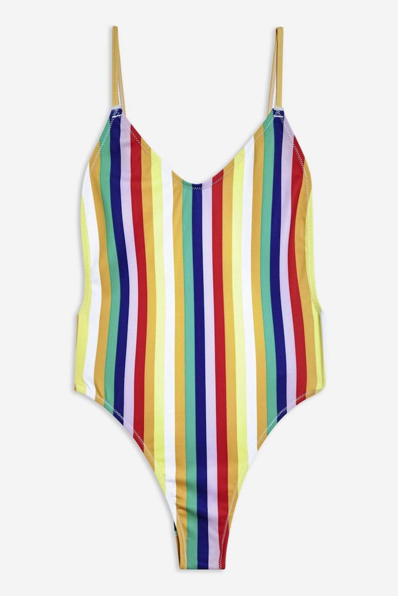 Topshop Bonded Rainbow Stripe Plunge Swimsuit, &pound;34 