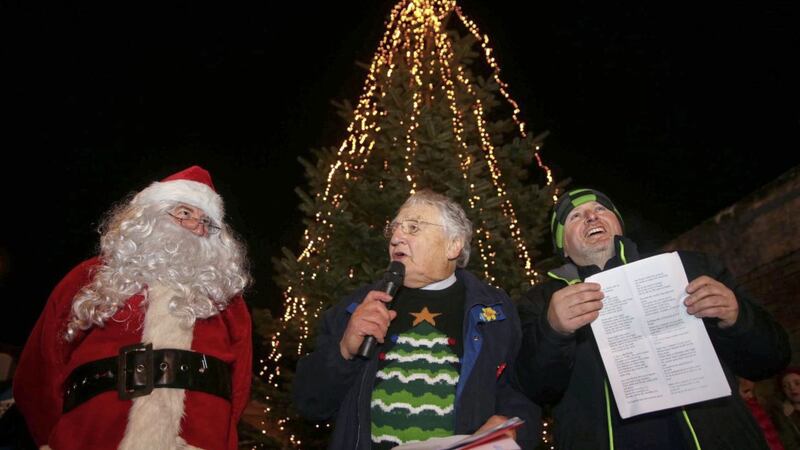 Community carol service and Christmas tree lighting at Ardoyne in north Belfast organised by Rev Harold Good and Fr Gary Donegan Picture Mal McCann 