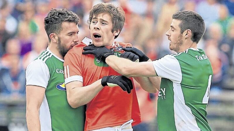 Forward Andrew Murnin had a frustrating afternoon at Brewster Park back in May as Armagh slipped out of the Ulster Championship at the hands of Fermanagh. Picture by Philip Walsh 