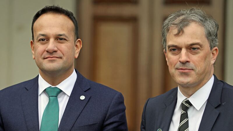 Secretary of State Julian Smith (right) pictured today with Taoiseach Leo Varadkar at the British Irish Council meeting at Farmleigh in Dublin. Picture by Brian Lawless/PA Wire&nbsp;