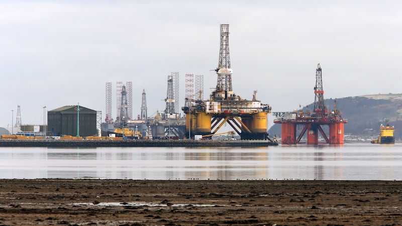 Oil platforms stand amongst other rigs which have been left in the Cromarty Firth near Invergordon in the Highlands of Scotland (Andrew Milligan/PA Wire).