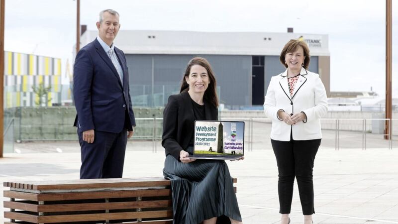 Ministers Edwin Poots and Diane Dodds with Tourism NI&rsquo;s director of product development Rosemarie McHugh 