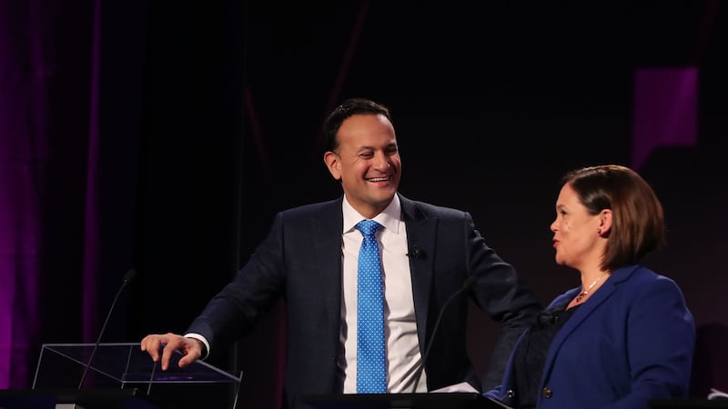 Leo Varadkar with Mary Lou McDonald during a break in the Leaders' Debate on RT&Eacute; last January.<br />The Sinn F&eacute;in leader had tabled a motion of no confidence in the t&aacute;naiste after he leaked a copy of a government agreement with the Irish Medical Organisation to a member of a rival grouping