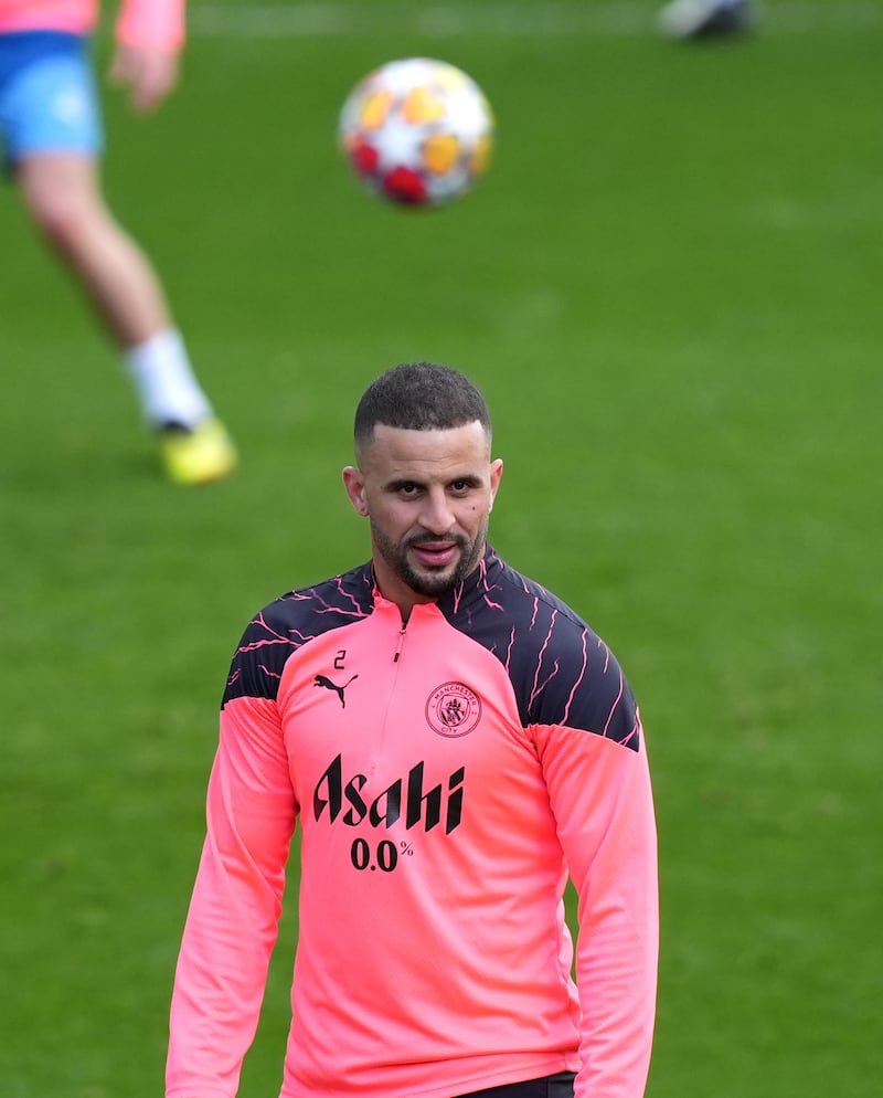 Kyle Walker trains with Manchester City ahead of Wednesday’s game against Real Madrid