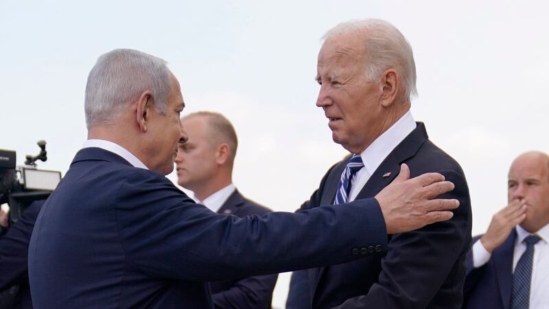 US President Joe Biden has arrived in Israel for a diplomatic bid to prevent the war with Hamas from spiralling into an even larger conflict (Evan Vucci/AP)