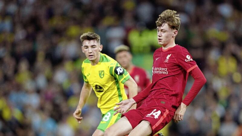 Liverpool&#39;s Conor Bradley during the Carabao Cup third round match at Carrow Road, Norwich. Picture by Joe Giddens/PA Wire 