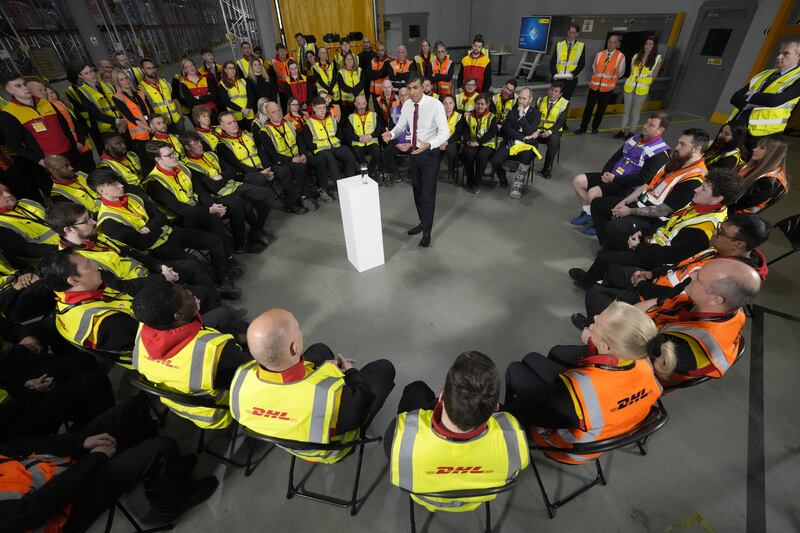 Prime Minister Rishi Sunak holds a PM Connect at DHL London Gateway, Corringham, Stanford-le-Hope, Essex