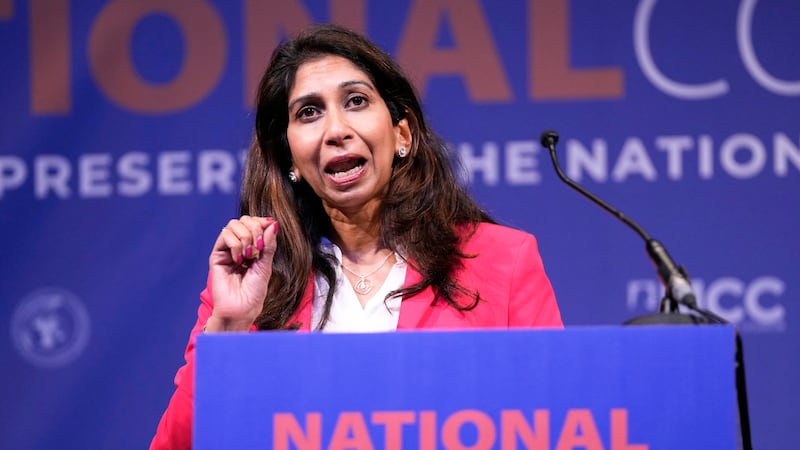 The UK lacks the ‘political will’ to leave the European Convention on Human Rights, former home secretary Suella Braverman told a conference in Brussels as Belgian police moved to shut the event down (Virginia Mayo/AP)