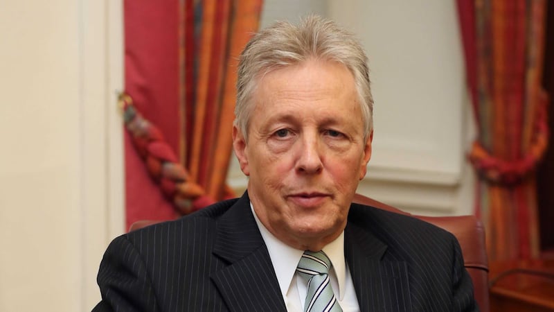 Peter Robinson speaks about his decision to step down at Stormont Castle in Belfast. Picture by Niall Carson, PA Wire&nbsp;