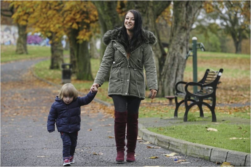 Aoife Loughlin enjoys time the the park with 2 year old son Michael Picture by Hugh Russell. 