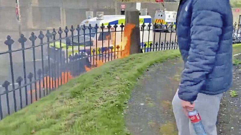 Youths petrol bombed the PSNI during a republican parade in Derry last week 