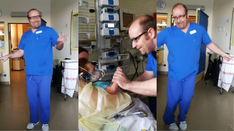 The doctor had promised to dance when his patient was feeling better – and he didn’t disappoint.