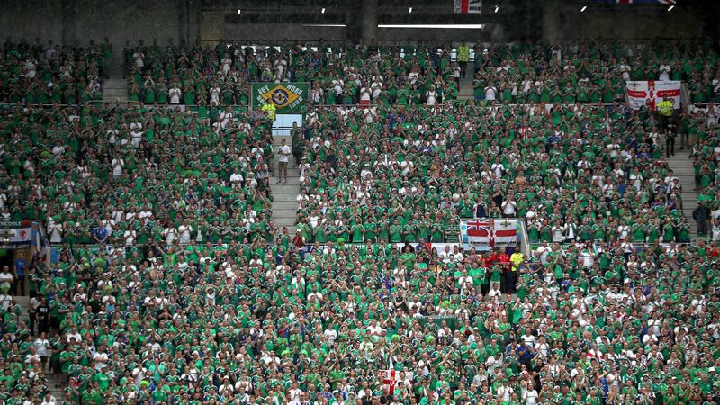 Northern Ireland fans in the stands during the UEFA Euro 2016, Group C match at the Parc Olympique Lyonnais, Lyon. Picture by Nick Potts, Press Association