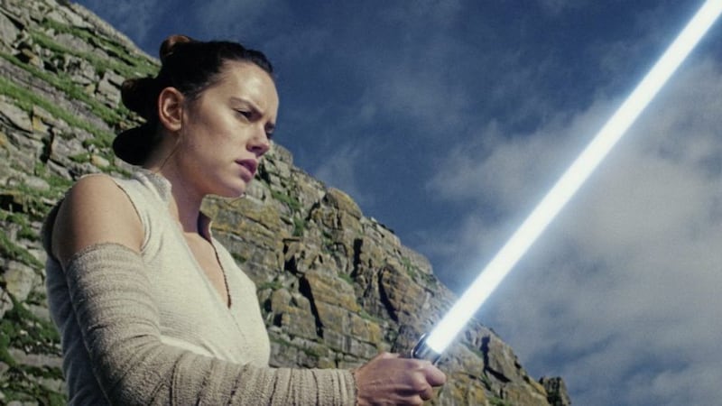 Daisy Ridley as Rey in Star Wars: The Last Jedi, scenes of which were filmed on Skellig Michael, off the coast of Co Kerry 