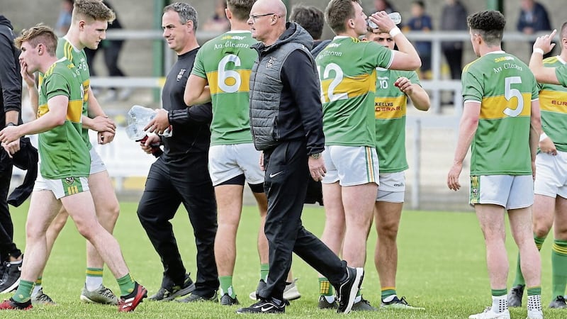 Glen manager Malachy O&#39;Rourke during the Derry Senior Football Championship match against Banagher played at Glen Maghera on Sunday 21st August 2022. Picture Margaret McLaughlin 