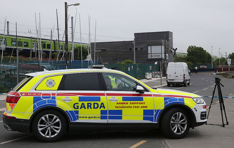 Garda Armed support at the scene in Bray, Co Wicklow, following a shooting at a boxing club in The Harbour area of the town&nbsp;