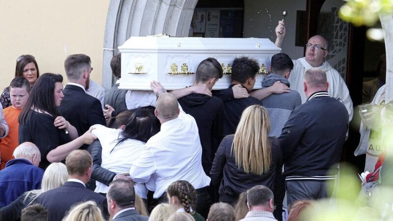The funeral of Caitlin White (15), who died in the Corcrain area of Portadown, took place at Newry&#39;s Church of the Assumption 
