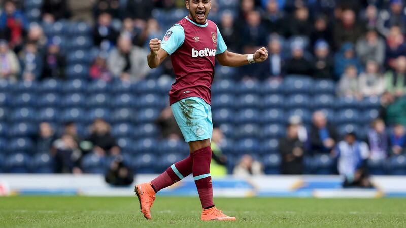 West Ham United's Dimitri Payet celebrates scoring from a free-kick during Sunday's Emirates FA Cup fifth round at Ewood Park<br />Picture by PA&nbsp;