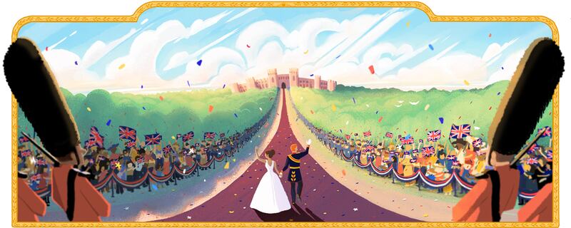 The Google doodle to mark the wedding of Prince Harry and Meghan Markle