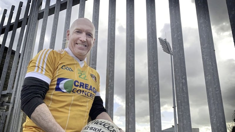 Sean McGreevy, former Antrim goalkeeper, pictured at the gates of Casement Park. Picture by Hugh Russell. 