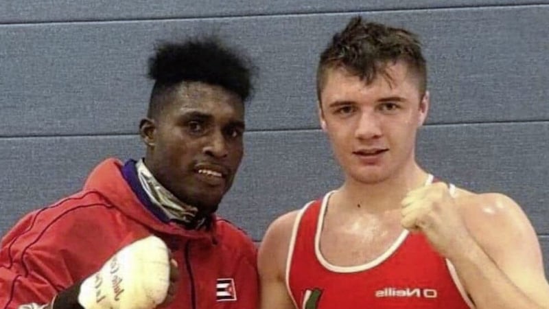 Kane Tucker, pictured with Cuba&#39;s Julio Cesar la Cruz, returns to the ring at the European U22 Championships in Italy 