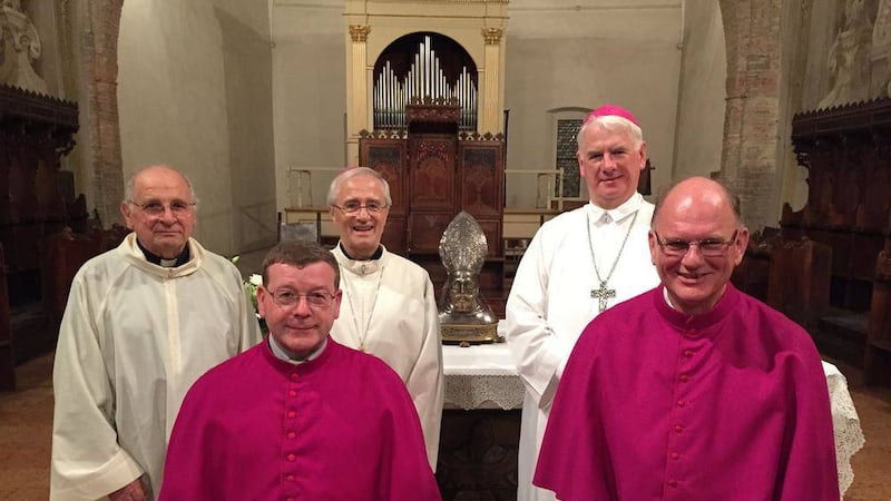 Down and Connor priests Fr Joseph Gunn and Fr Joseph Rooney were made honorary canons of the Co-Cathedral of Bobbio in Italy in recognition of their diocese&#39;s connection with St Columbanus 