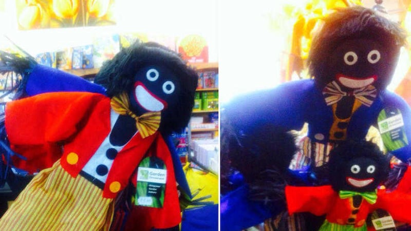 The golliwogs on sale as garden ornaments at a stores in the Linen Green retail complex at Moygashel outside Dungannon 