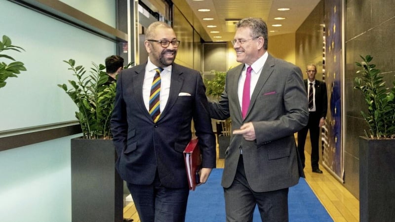 Maros Sefcovic and James Cleverly in Brussels last week 