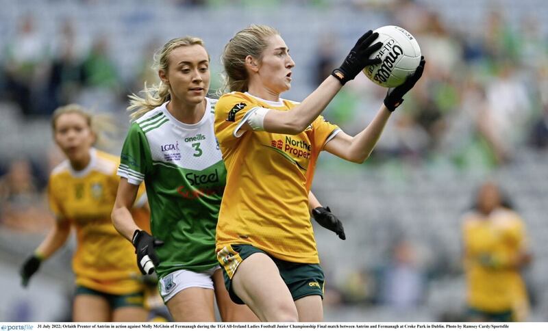 Orlaith Prenter bagged 1-8 as Antrim beat Tyrone to win their maiden Ulster intermediate football title 