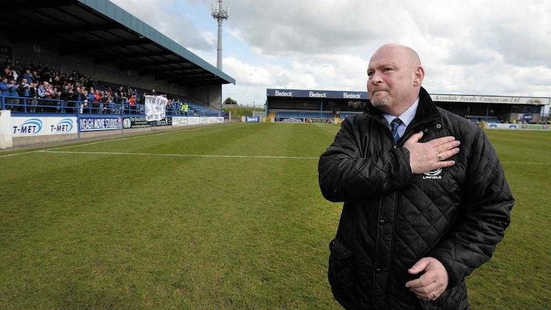 David Jeffrey after his final match in charge of Linfield in 2014 