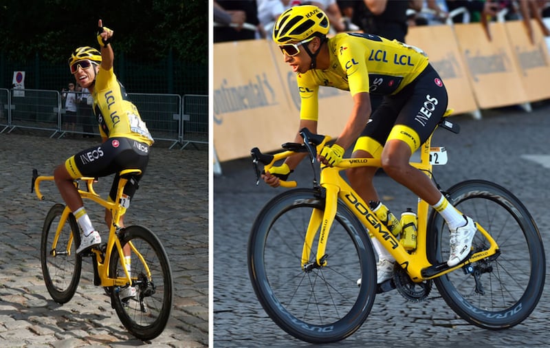Egan Bernal rode the bicycle on the final stage of the Tour de France&nbsp;