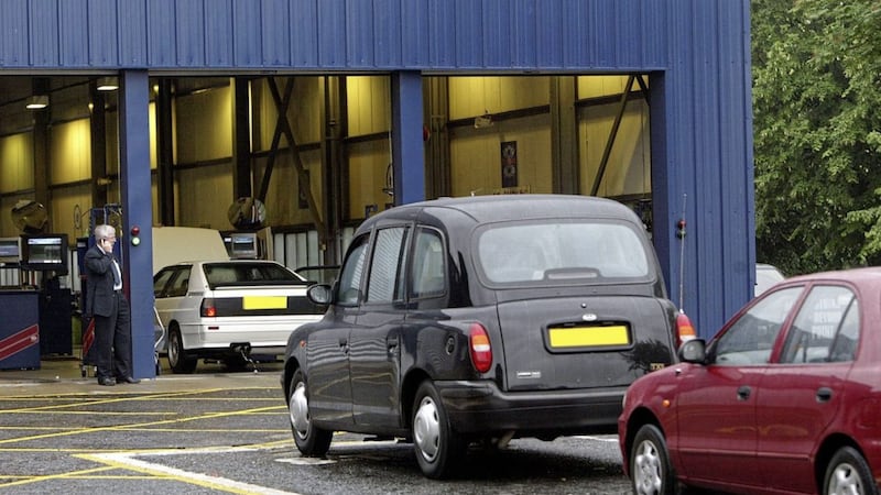 Cars entering an MOT test centre at Balmoral in Belfast. File picture by Niall Carson 