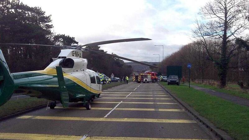 The Great North Air Ambulance Service in England near the scene of a crash outside Redcar in 2012 