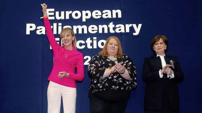 Martina Anderson, Naomi Long and Diane Dodds following their election to the European parliament. Picture Mal McCann. 
