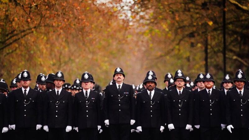 Police officers from the Metropolitan Police during a memorial to remember and celebrate the life of Matt Ratana (Victoria Jones/PA)