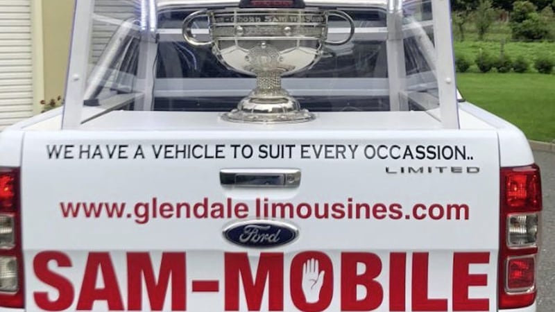 The Sam-mobile has been touring Tyrone ahead of the All Ireland final. Picture by Glendale Limousines 