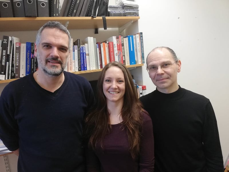Researchers Dr Patric Bach, Eleanor Ward and Dr Giorgio Ganis (University of Plymouth/ PA)