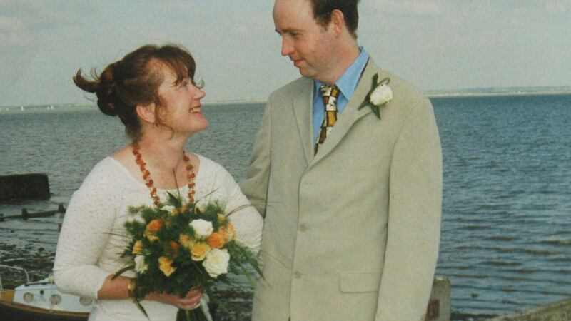 Jane Hardy and her husband Michael Conaghan on their wedding day in 2003 