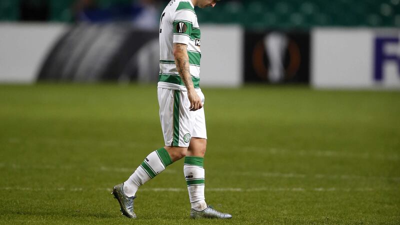 A dejected&nbsp;Leigh&nbsp;Griffiths&nbsp;at full-time in Celtic's midweek Europa League defeat to Ajax